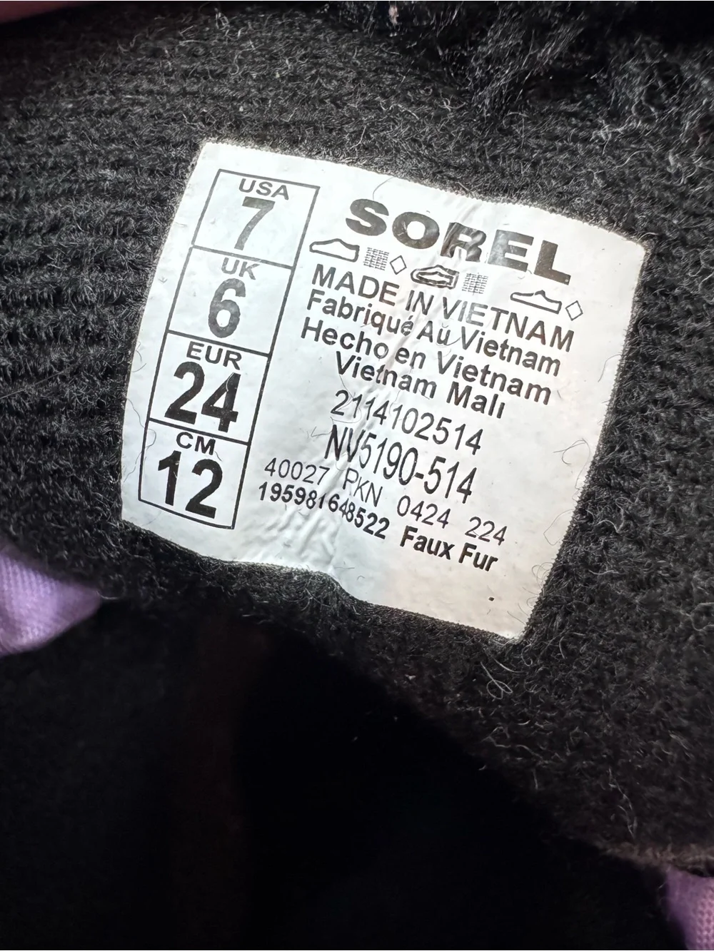 Sorel Snow Commander Toddler 7 Purple Black Winter Boots NV5190-514 Waterproof